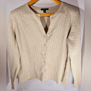 Lands'End XL Cream Ribbed 8 Button Cardigan Gilmore Girls Bella Swan